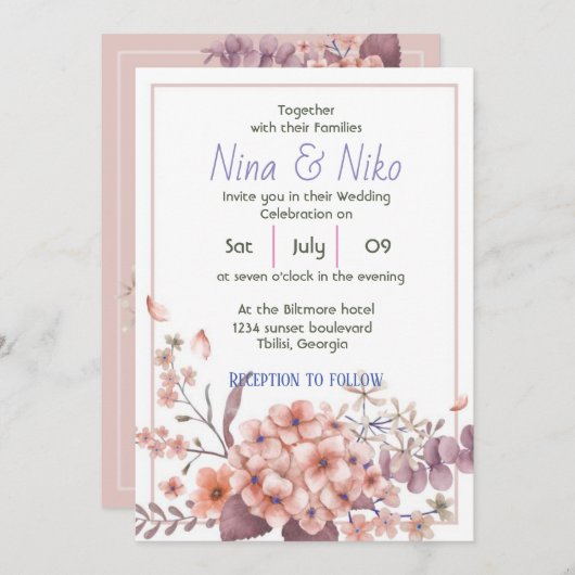 schöne Blumenempfehlung Einladung (Vorne/Hinten)