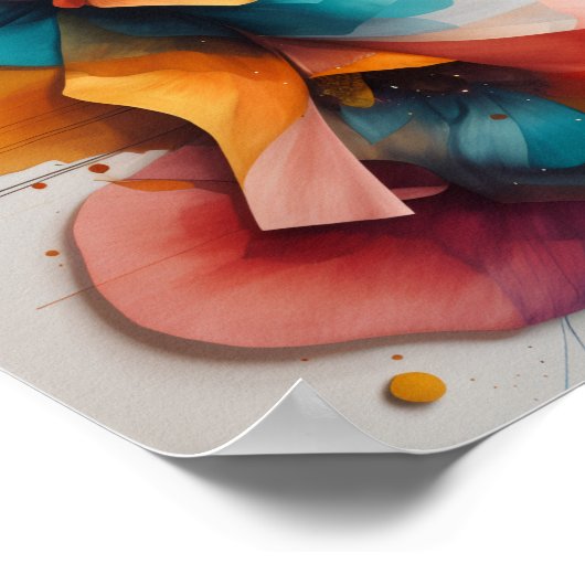 Schöne Blumenfarbe mit schwimmendem Wasser Poster (Ecke)