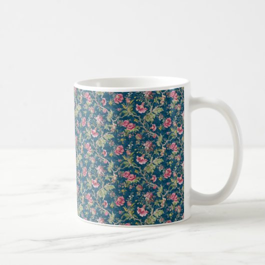 Schöne, blumenfarbene Blume Blauer Hintergrund Kaffeetasse (Rechts)