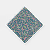 Schöne, blumenfarbene Blume Blauer Hintergrund Serviette (Ecke)