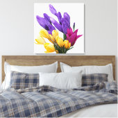 Schöne blumenfarbene hübsche Crocus tulip Leinwanddruck (Insitu (Schlafzimmer))