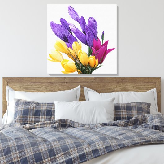 Schöne blumenfarbene hübsche Crocus tulip Leinwanddruck (Insitu (Schlafzimmer))