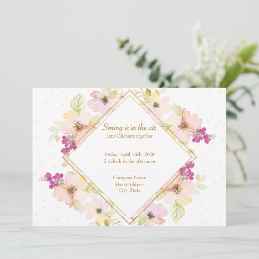 Schöne Blumenfrühlings-Party Einladung (Stehend Vorderseite)