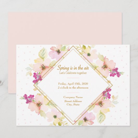Schöne Blumenfrühlings-Party Einladung (Vorne/Hinten)
