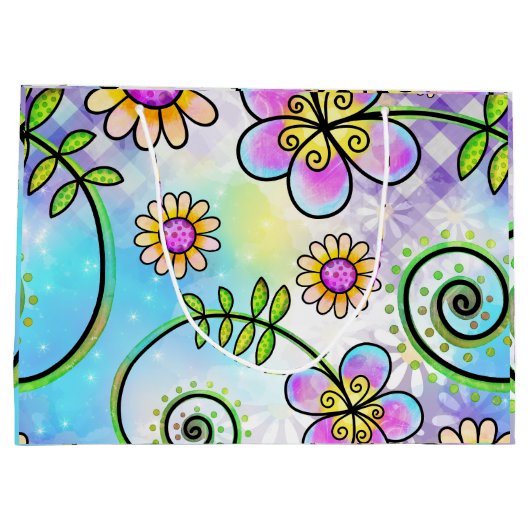 Schöne Blumengeburt Große Geschenktüte (Rückseite)