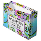 Schöne Blumengeburt Große Geschenktüte (Vorderseite Schrägansicht)