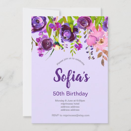 schöne Blumengeburtstagsfeier Einladung (Vorderseite)