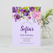 schöne Blumengeburtstagsfeier Einladung (Stehend Vorderseite)