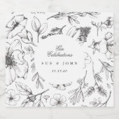 Schöne blumengeschliffene Hochzeit Alkoholflaschenetikett (Einzelnes Label)