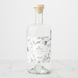 Schöne blumengeschliffene Hochzeit Alkoholflaschenetikett