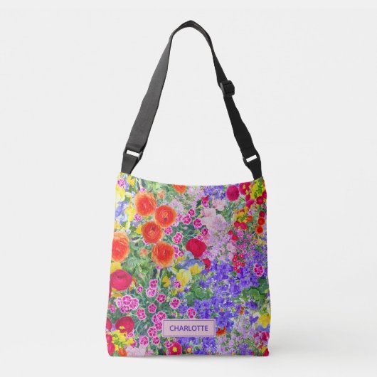 Schöne, blumengeschmückte hübsche Tasche mit Namen (Vorderseite)