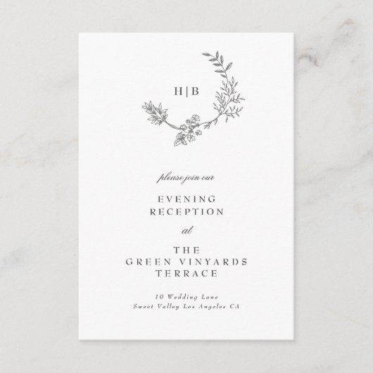 Schöne blumengeschmückte Wraath Hochzeitsempfehlun Begleitkarte (Vorderseite)