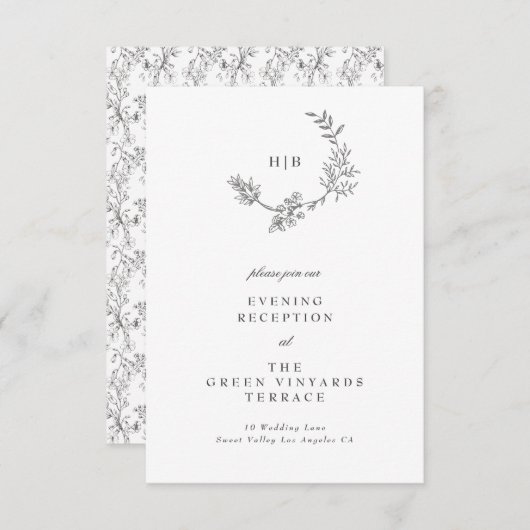 Schöne blumengeschmückte Wraath Hochzeitsempfehlun Begleitkarte (Vorne/Hinten)