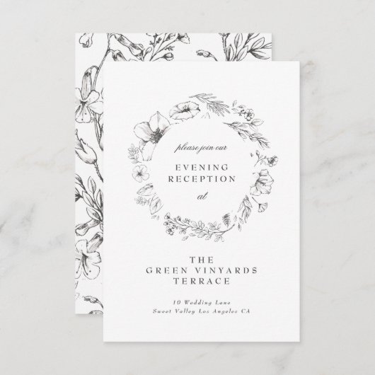 Schöne blumengeschmückte Wraath Hochzeitsempfehlun Begleitkarte (Vorne/Hinten)