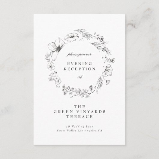 Schöne blumengeschmückte Wraath Hochzeitsempfehlun Begleitkarte (Vorderseite)