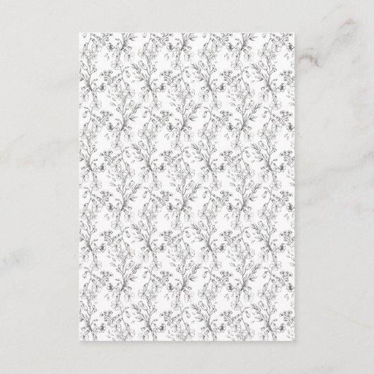 Schöne blumengezeichnete Traubenblumenhochzeit Begleitkarte (Rückseite)