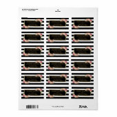 Schöne Blumengolddekor Schwarz-weiße Streifen Adressaufkleber (Vorne)