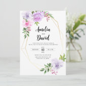 Schöne Blumenhochzeit Einladung (Stehend Vorderseite)