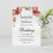 Schöne Blumenhochzeit Einladung (Stehend Vorderseite)