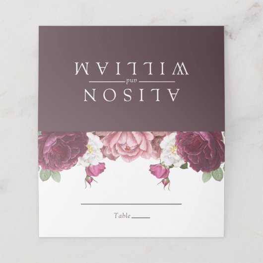 Schöne Blumenhochzeit Platzkarte (Außenseite Aufgefaltet)