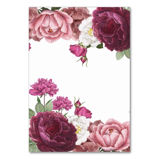 Schöne Blumenhochzeit Tischnummer (Rückseite)