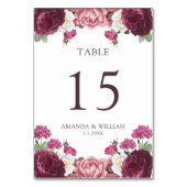 Schöne Blumenhochzeit Tischnummer (Vorderseite)