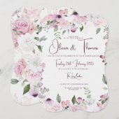 Schöne Blumenhochzeiten Einladung (Vorne/Hinten)