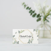 Schöne Blumenkarte mit goldener Farbe Visitenkarte (Stehend Vorderseite)