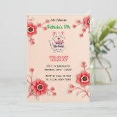 Schöne Blumenkarte zum Geburtstag mit rosa Blume Einladung (Stehend Vorderseite)