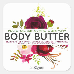 Schöne Blumenkörper-Butter Quadratischer Aufkleber