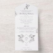 Schöne blumenmonogramm Classic Elegant Wedding All In One Einladung (Innen)