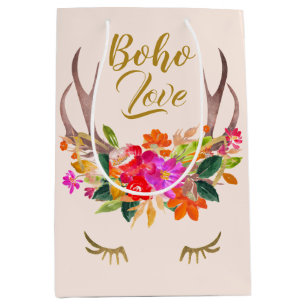 Schöne Blumenmotive Boho Liebe Rentier Antlers La Mittlere Geschenktüte