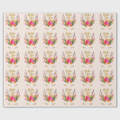 Schöne Blumenmotive Boho Liebe Rentier Antlers Las Geschenkpapier (Flach)