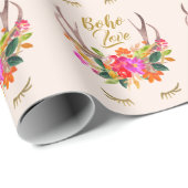 Schöne Blumenmotive Boho Liebe Rentier Antlers Las Geschenkpapier (Rolleneckpunkt)