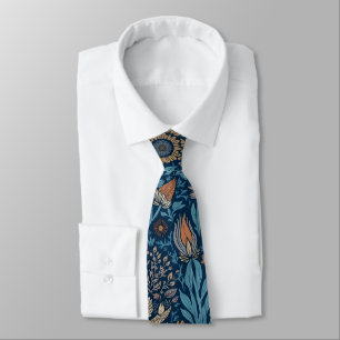 Schöne Blumenmuster in Blau und Beige Krawatte
