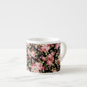 Schöne Blumenmuster-Rose mit grünen Folien Espressotasse (Vorderseite Rechts)