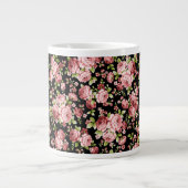 Schöne Blumenmuster-Rose mit grünen Folien Jumbo-Tasse (Vorderseite)