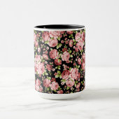 Schöne Blumenmuster-Rose mit grünen Folien Tasse (Zentrum)