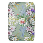 Schöne Blumenmuster Rose Wildblumen Grün Badematte (Vorderseite Vertikal)