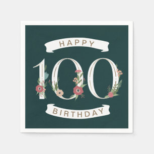 Schöne Blumennummern 100. Geburtstag Napkins Serviette