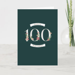 Schöne Blumennummern 100. Geburtstagskarte Karte