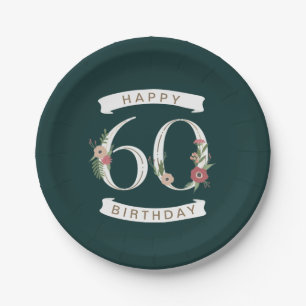 Schöne Blumennummern 60. Geburtstag Pappteller