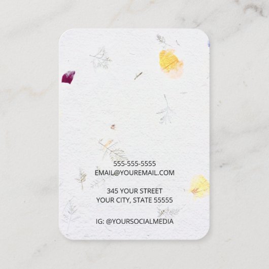 Schöne Blumenpapiere Ohrringe Display-Karten Visitenkarte (Rückseite)
