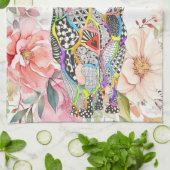 Schöne Blumenpastel Katze Küchentuch (Gefaltet)