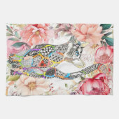Schöne Blumenpastel Katze Küchentuch (Horizontal)