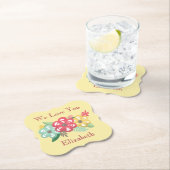 Schöne Blumenpersonalisierung Wir Liebe Sie Untersetzer (Vor Ort)