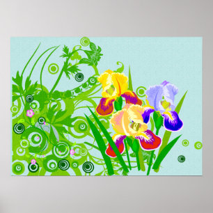 Schöne Blumenplakat-oder Druck-Iris-Blumen Poster