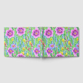 Schöne Blumenpracht Lebend Wasserfarbe Lila Grün Gästebuch (Voll)