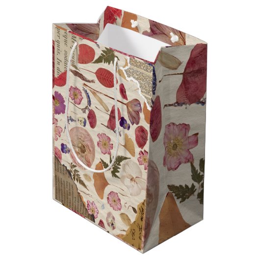 Schöne Blumenpresse Mittlere Geschenktüte (Rückseite Schrägansicht)