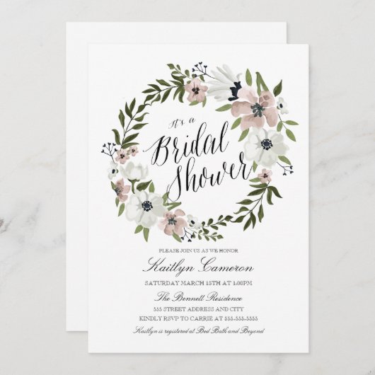 Schöne Blumenreste - Bridal Dusche Einladung (Vorne/Hinten)